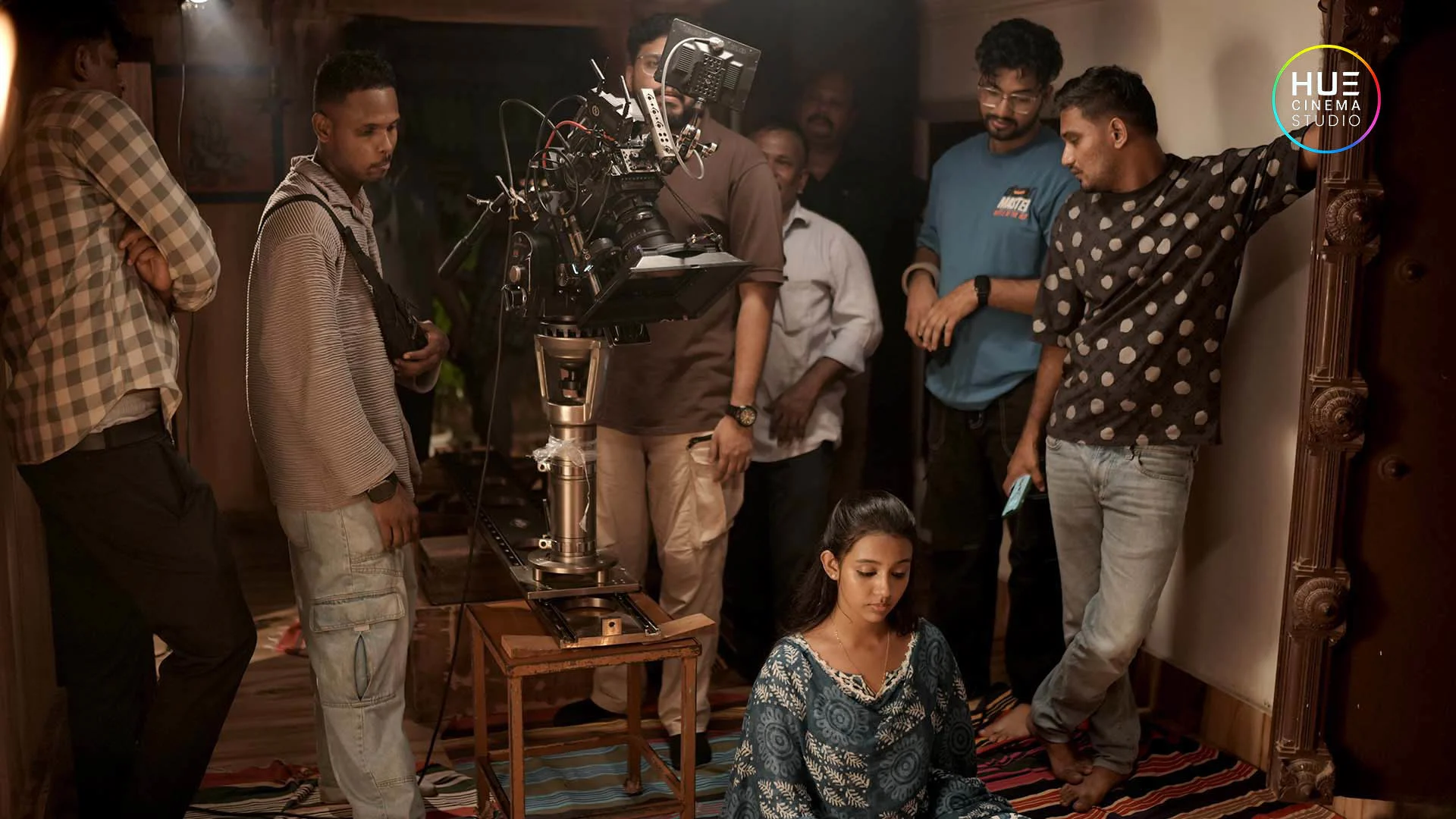 Actress Diya Deepan with the camera crew and RED camera on the set of Jolsiyan, an ad film by Hue Cinema Studio.